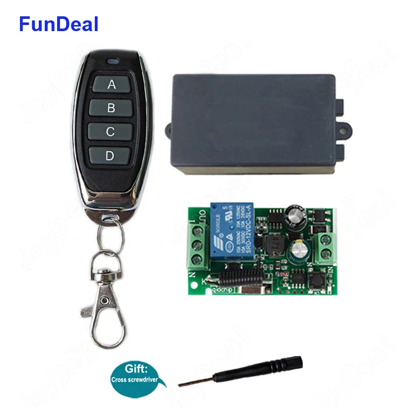 

433Mhz Universal AC 110V 220V Wireless 1CH RF Remote Control Receiver Module RF Relay Transmitter For Led Light Lamp Control DIY