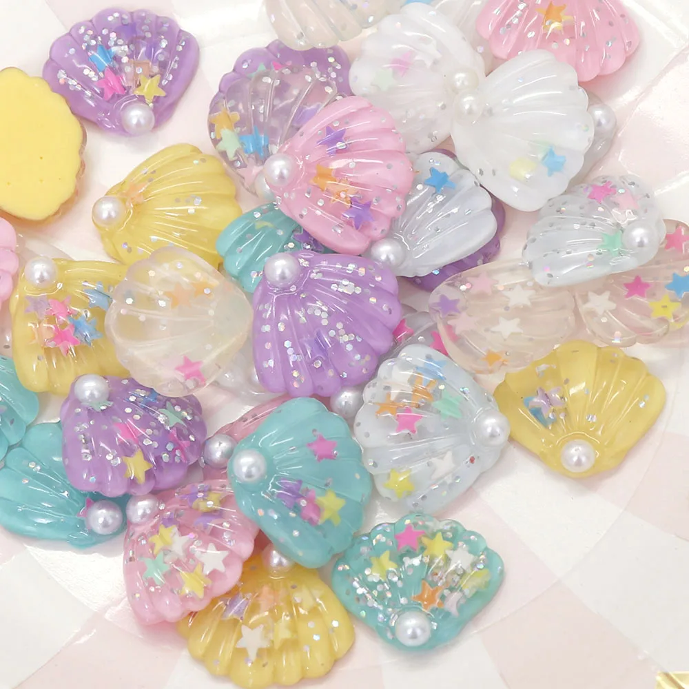 

10pcs/lot Mix Colourful Shell Flatback Resin Cabochon For Kids DIY Hair Clip Headwear Phone Decoration & Home Decoration