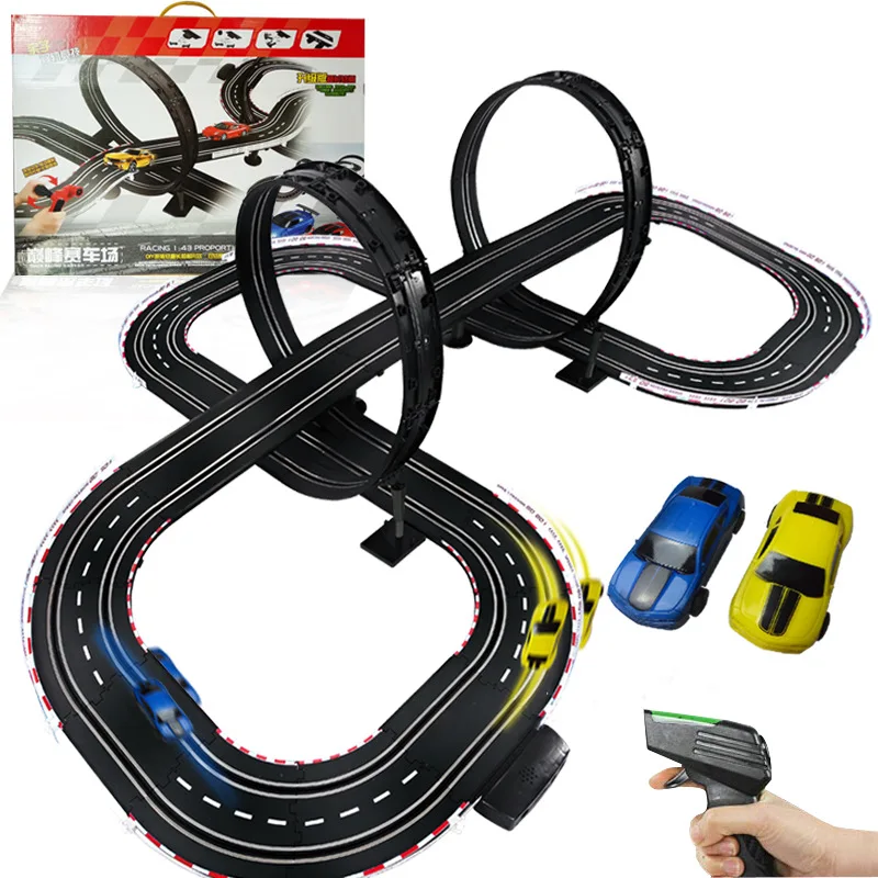 

Rail Car Toy Boy Hand-cranking Double Athletic Rail Track Children Remote Control Rail Car Parent And Child Toy Set