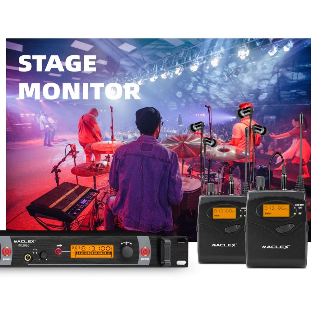 Maclex MK2080 In Ear Monitor Wireless System SR2050 Double transmitter Monitoring Professional for Stage Performance