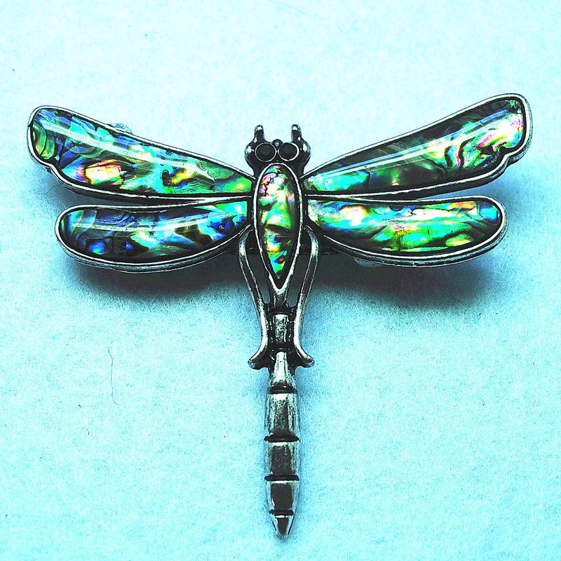 

2PCS Women Brooch Or Pendants Wth Nature Abalone Shell Saltwater Mother Of Pearl Dragonfly Shape 60X50MM