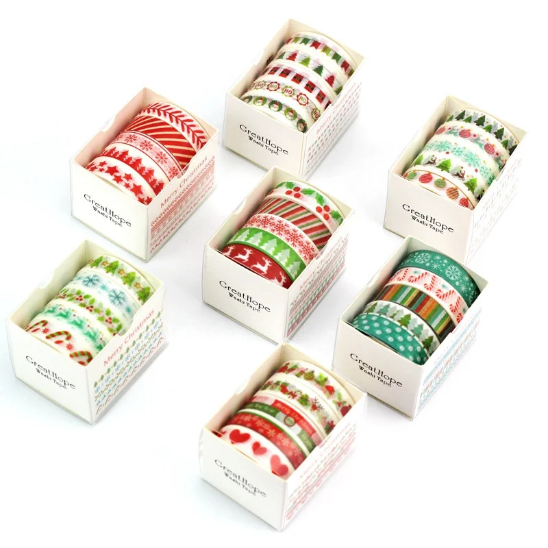 

NEW 5PCS/Set Christmas Washi Tapes DIY Scrapbooking Adhesive Masking Tapes School Office Supply Escolar Papelaria Wholesale