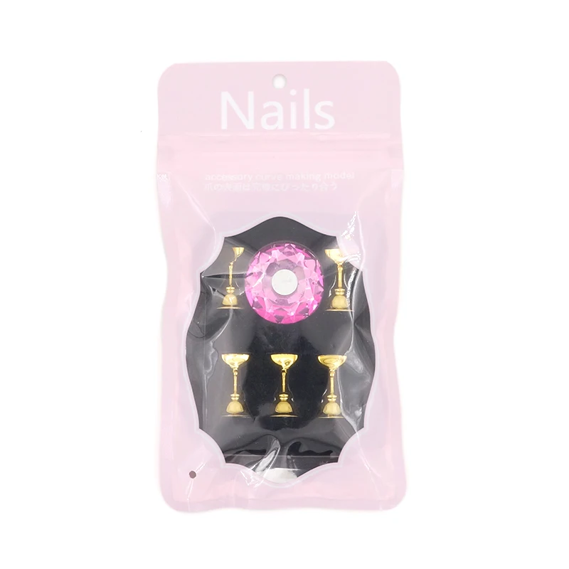 1pc Kristall basis 5 Tipps Nail Art Praxis Training Display Stand magnetische Nagel halter Legierung falsche Nägel zeigen Regal Maniküre – Detail 1