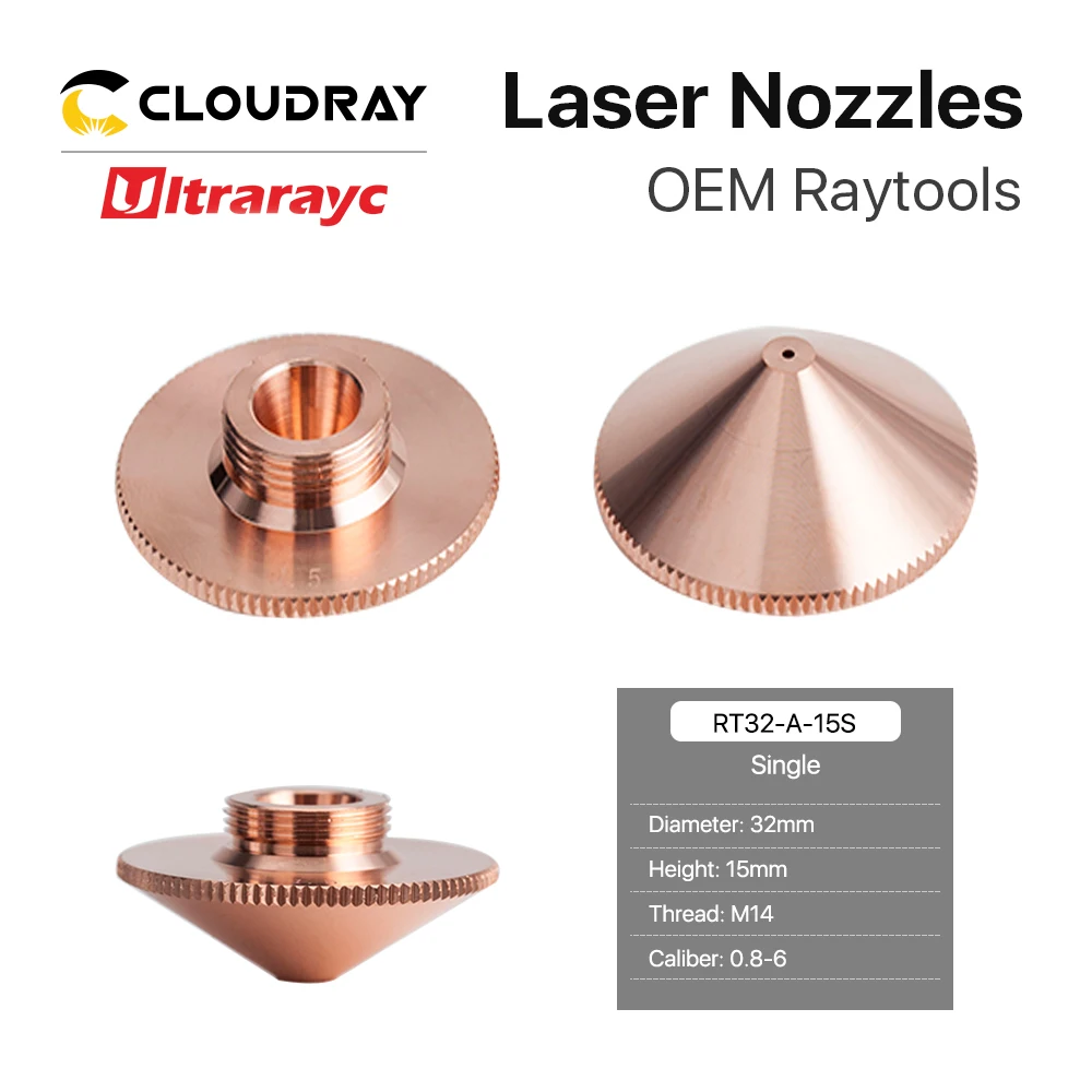 Ultrarayc Raytools Cutting Head Laser Nozzle Single Double Chrome-plated Layers D32 Caliber 0.8-6.0mm