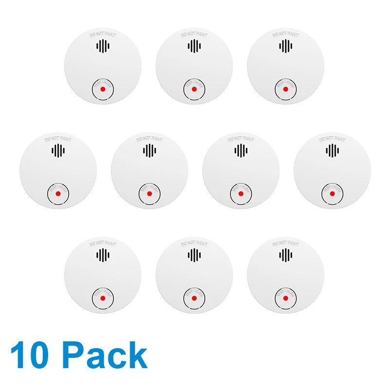 10pcs CPvan SM01 огонь огонь дымовые датчики датчик огня детектор дыма сигнализация для дома 10 лет дымовая сигнализация беспроводной пожарный датчик защита офисная/домашняя охранная система пожарной сигнализации Rookmelder - Color: 10pcs