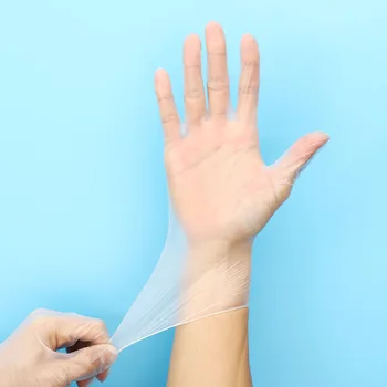 

100PCS Disposable Gloves Transparent PVC Powder Free Food Grade Anti-static Plastic Gloves for Cleaning Restaurant Kitchen