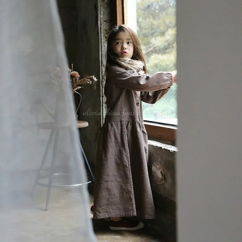 Весенне-осенняя Корейская одежда с длинными рукавами для больших девочек; повседневные хлопковые платья для детей 5-16 лет; детская одежда; платье для школьниц; CL121