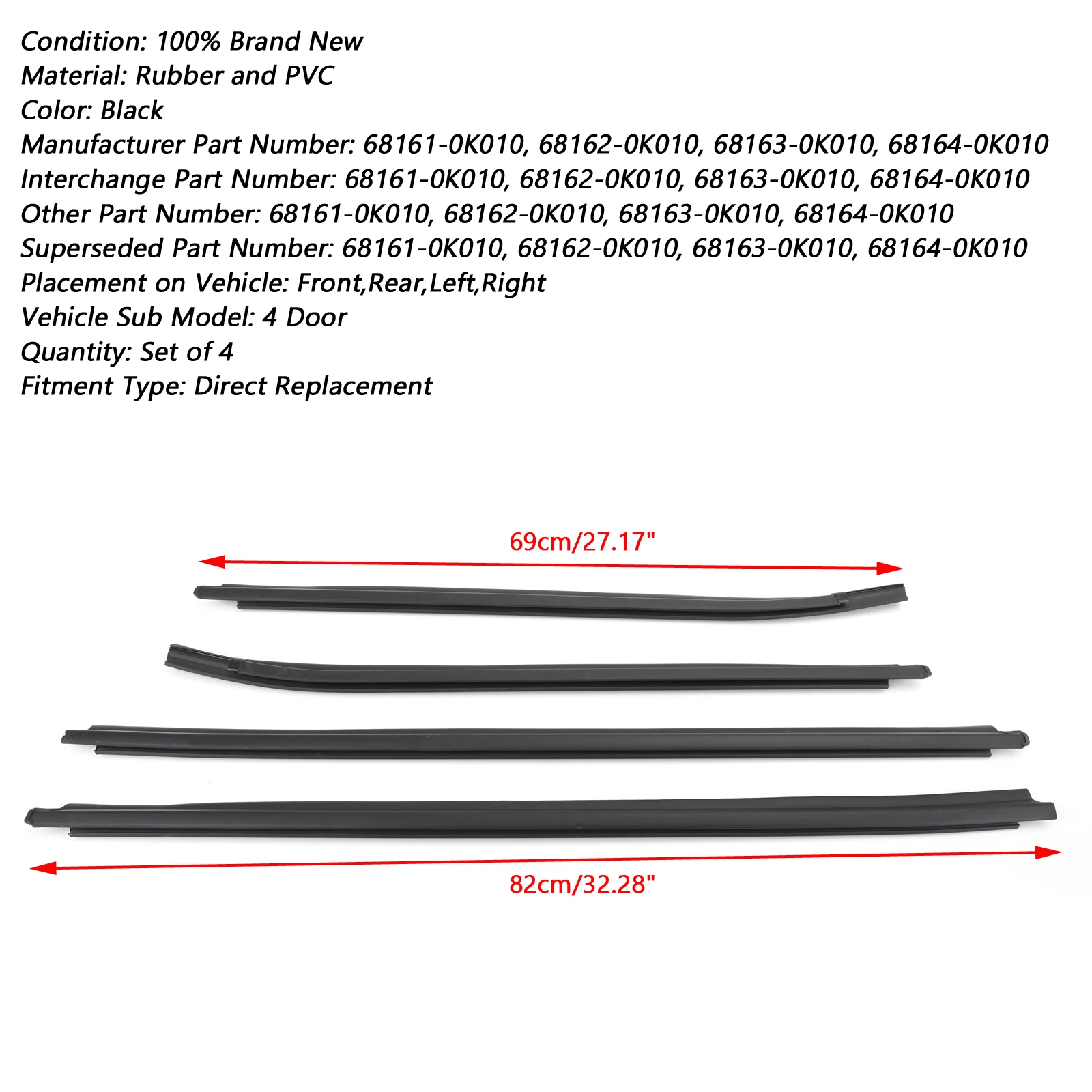 Areyourshop Weatherstrip 4 дверное резиновое уплотнение для Toyota Hilux KUN26 KUN36 GGN25 TGN16 TGN36 оконные стеклянные уплотнения автомобильные аксессуары