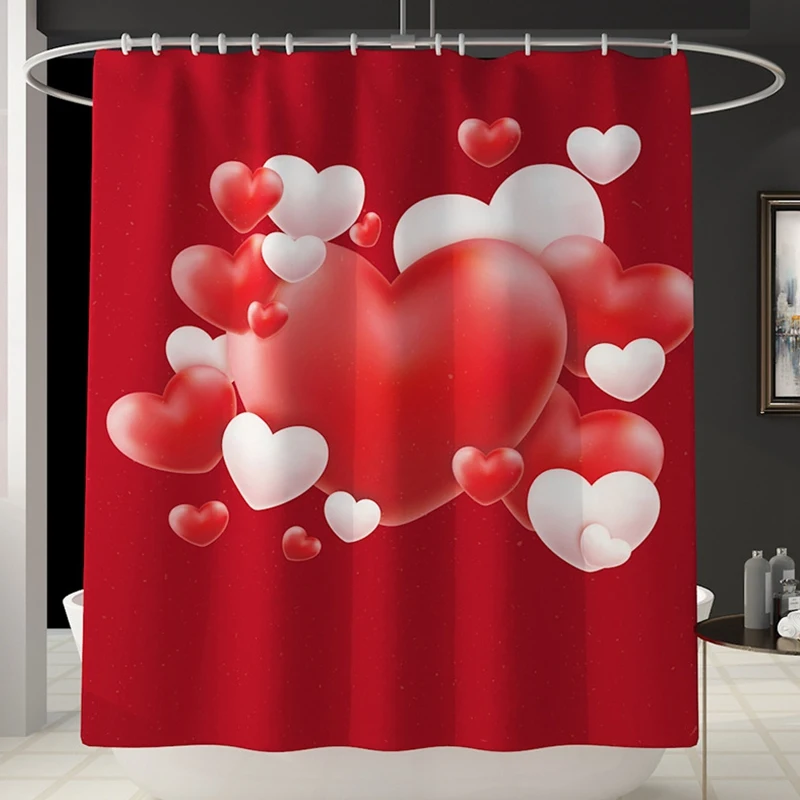 

Bathroom Shower Curtains with 12 Hooks Waterproof Polyester Fabric Washable Bath Curtain