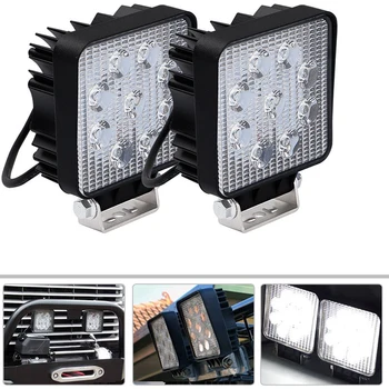 

27W Square Spot Beam Led Work Light Driving Fog Lights Front Bumper With Mounting Bracket Kit 1Pcs 4Inch