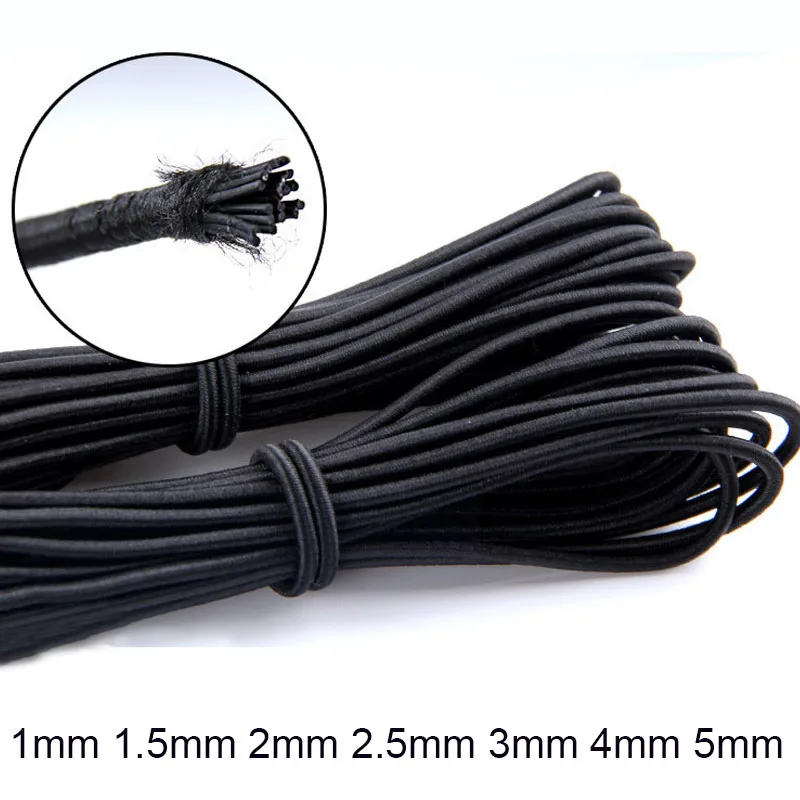

Black White High-Quality Round Elastic Band 1mm-5mm Round Elastic Rope Rubber Band Elastic Line DIY Sewing Accessories 5meters