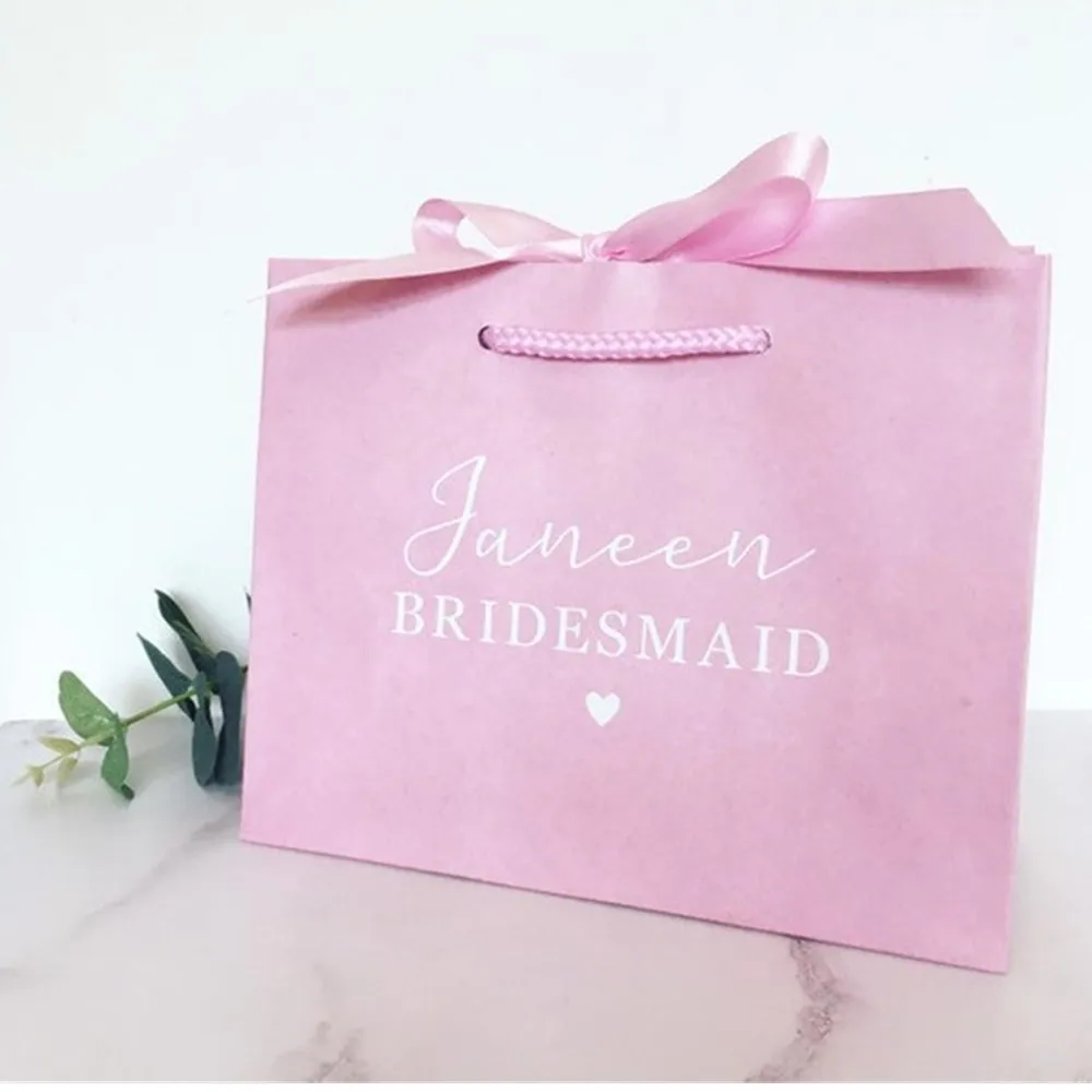 Bridesmaids Gift Bags Ivory Wedding Party Bag With Satin -   Wedding  party bags, Bridesmaid gift bags, Bridesmaid groomsmen gifts