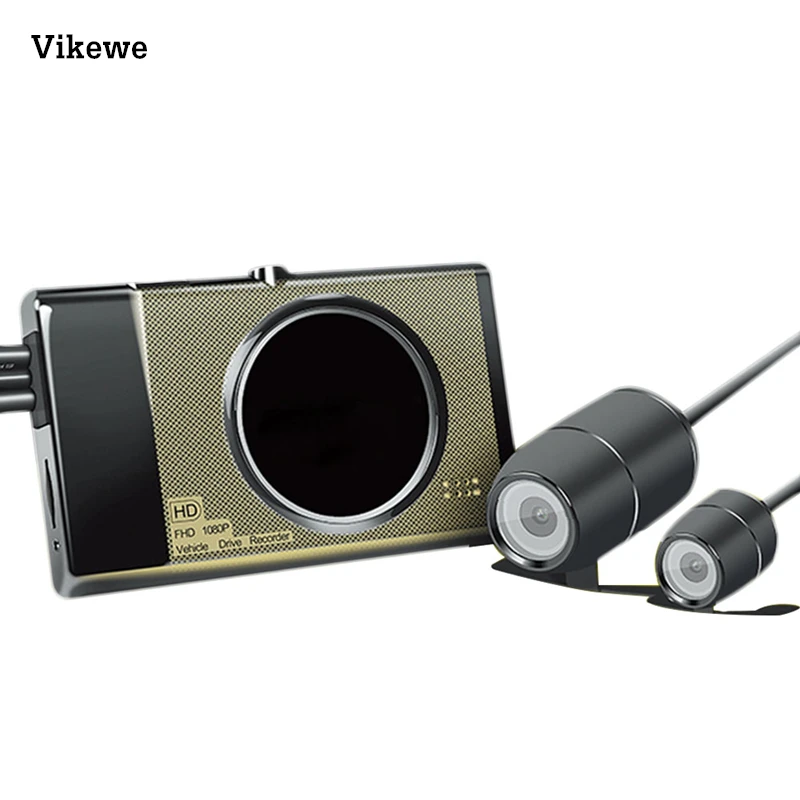 Видеорегистратор Vikewe для мотоцикла 3 дюйма Full HD 1280P + 720P|Видеорегистраторы| |