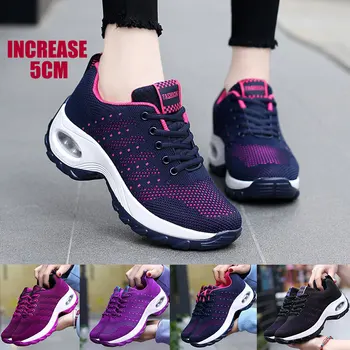 

New Air Cushion Women Sneakers Breathable Flat Shoes Women Heighten Casual Ladies Shoes Lightweight Sports Footwear Basket Femme