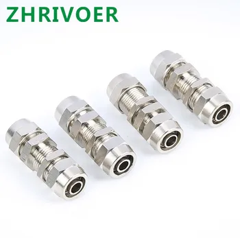 

1pcs Copper-plated nickel quick screw through baffle connector pneumatic through plate connector PM4 PM6 PM8 PM10 PM12