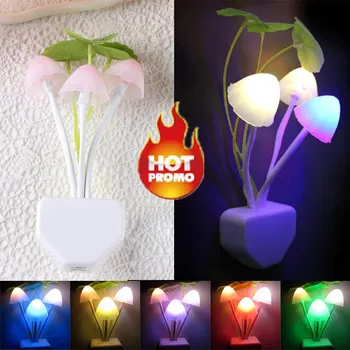 

Colorful LED Mushroom Night Light Romantic Silicone Lampshade Plastic Wall Lamp Home Decoration luminaria 30AUG07