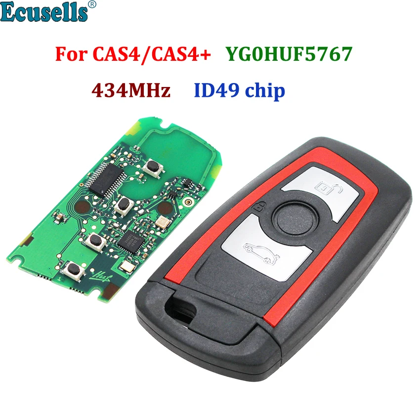 

keyless 3 Buttons Remote Key fob FSK 434MHz YGOHUF5767 For BMW 5 7 F Series F30 F25 F20 2009-2016 X5 X6 740 750 CAS4 CAS4+ red