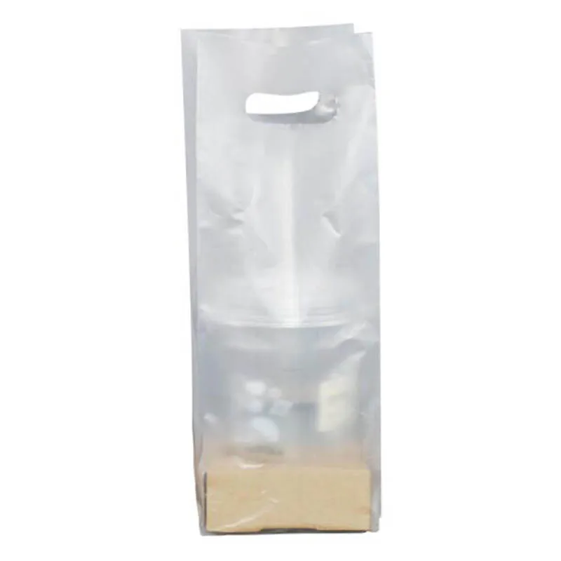 

50pcs Disposable Cup Bag Hand Bag Packaging Coffee Doggy Bag Take-away Packing Tools Plastic Single Cup Carrier