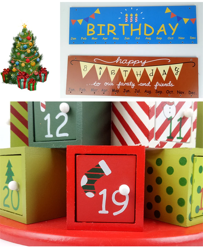 Рождественский подарок коробка для упаковки подарков деревянный подарок для дома свай обратный отсчет Календарь Коробка Чехол Рождественская коробка для хранения вечерние шкатулка украшения