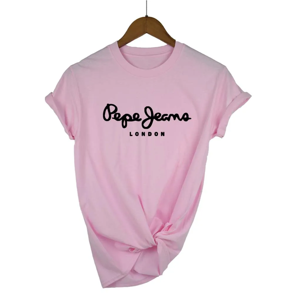 pink 1 Модные женские туфли хлопок Футболка harajuku короткий рукав принт футболка с буквенным принтом и круглым вырезом хлопок Повседневное Стиль футболка плюс Размеры - Цвет: pink 1