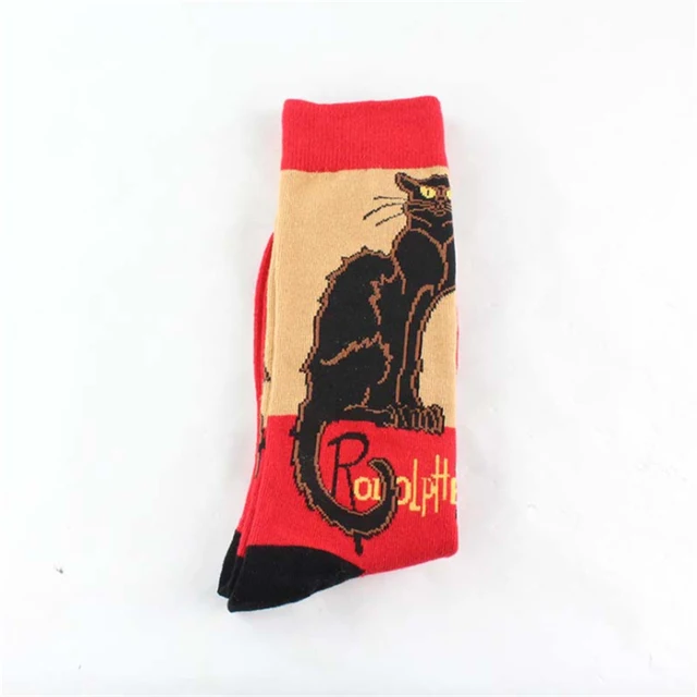 Cartoon Cotton Sock Men Fashion Retro Painting Clown Monkey Skull Cat Print Mid Mens Socks New Arrival Novelty Funny Crazy Sock SK119-6