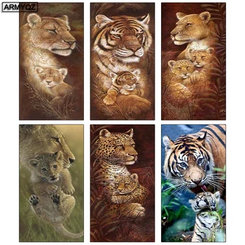 

2020 New Full Square/Round Drill 5D DIY Diamond Painting "Tigers And Giraffes" 3D Diamond Embroidery Art Cross Stitch Home Decor