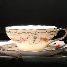 2 шт./компл. 160 мл Цветочный узор Керамика посуда набор(1 шт. Кофе чашки+ 1 шт. блюдце