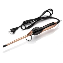 Black Ceramic Gold 9MM Small Size Teddy Wool Curling Iron Hair Styler Professional Electric Hair Wand Curling Iron EU Plug
