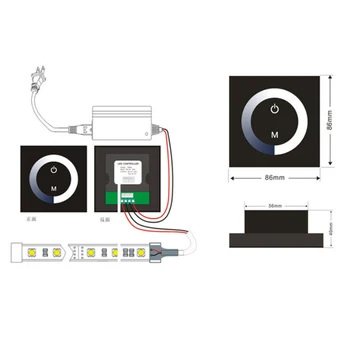 

DC 12V-24V Touch Panel Switch Lights Dimmer Controller UK/EU Wall Mounted Switch Monochrome Remote Control Touch Controller