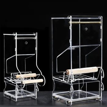 

Automatic Bird Feeder Pet Bird Cage Feeder Food Container Transparent Parrot Feeding Box