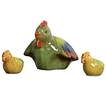 

1Set Handmade Ceramic Chicken Figurines Home Decor Cock Hens Ornament Crafts Room Decoration Porcelain Animal Figurine AA
