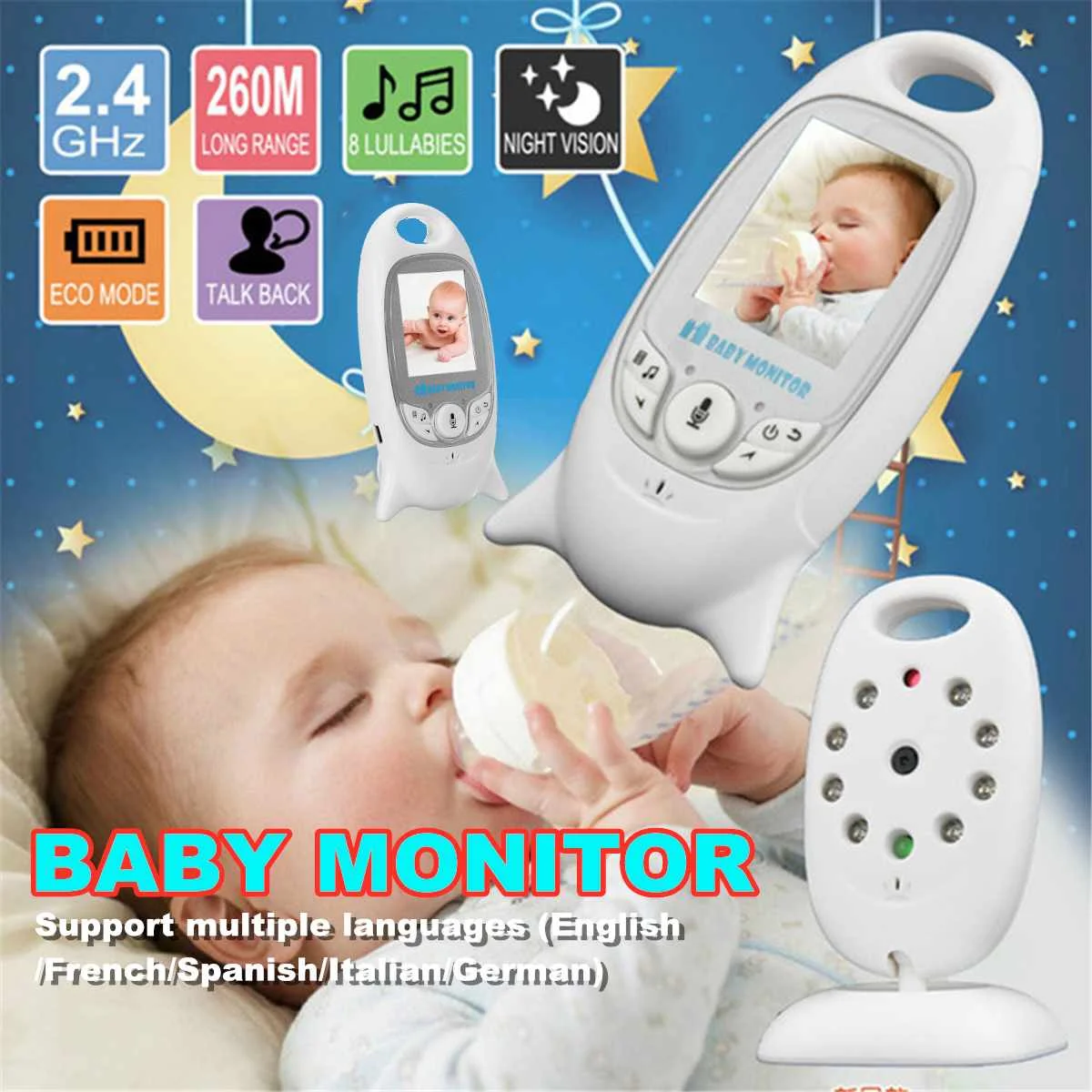 

Wireless Color Video Baby Monitor Electronic Babysitter Radio Video Nanny Camera Night Vision Temperature Monitoring