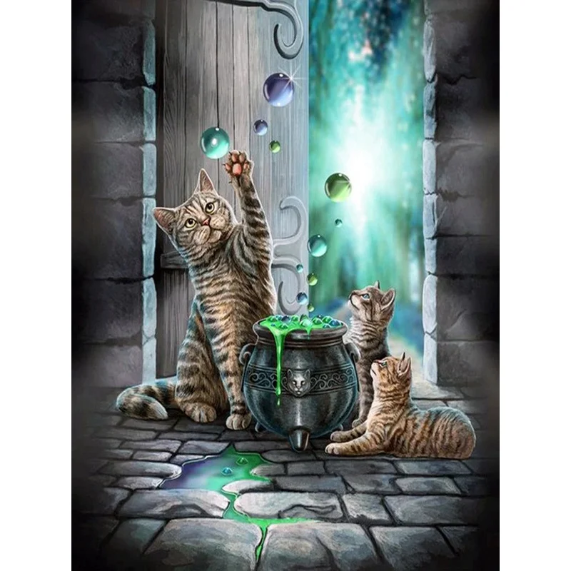 5D DIY diamond embroidery animal cat magic painting cross stitch rhinestone decoration | Дом и сад