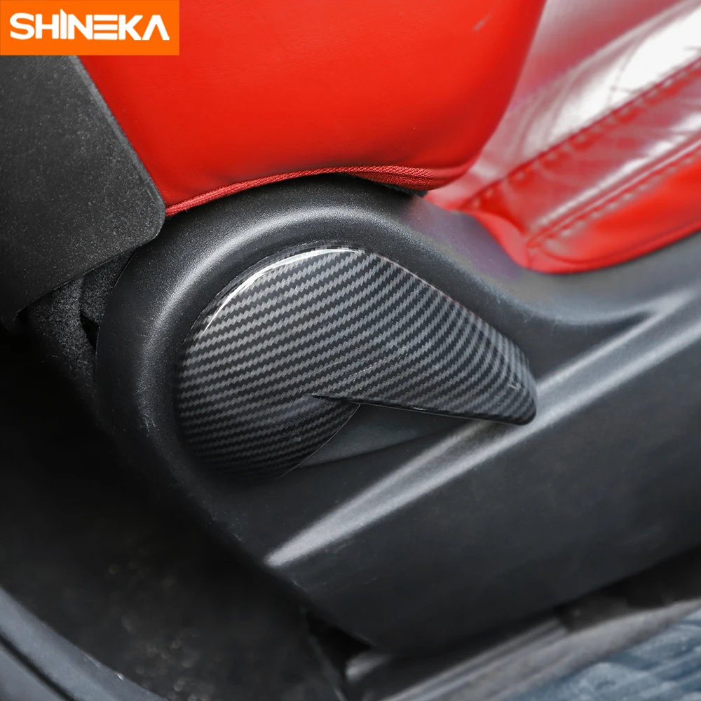  SHINEKA Carbon Fiber Car Interior Seat Adjustment Handle Decoration Cover Stickers For Dodge Challe