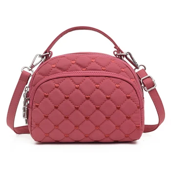 

Women Messenger Bags 2020 New Summer Nylon Plaid Crossbody Shoulder Bag Headphone Hole Multifunction Handbag Casual Shell Bag