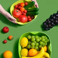 Micca-plato creativo de doble capa para frutas y aperitivos, contenedor de almacenamiento de frutos secos y dulces, cesta de drenaje de verduras Pp para la cocina del hogar