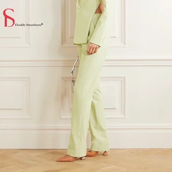 

Double Strawberry High Waist Straight Leg Pants Women's Autumn New Fashion Casual High Waist Crystal Fabric Drape Leg Pants