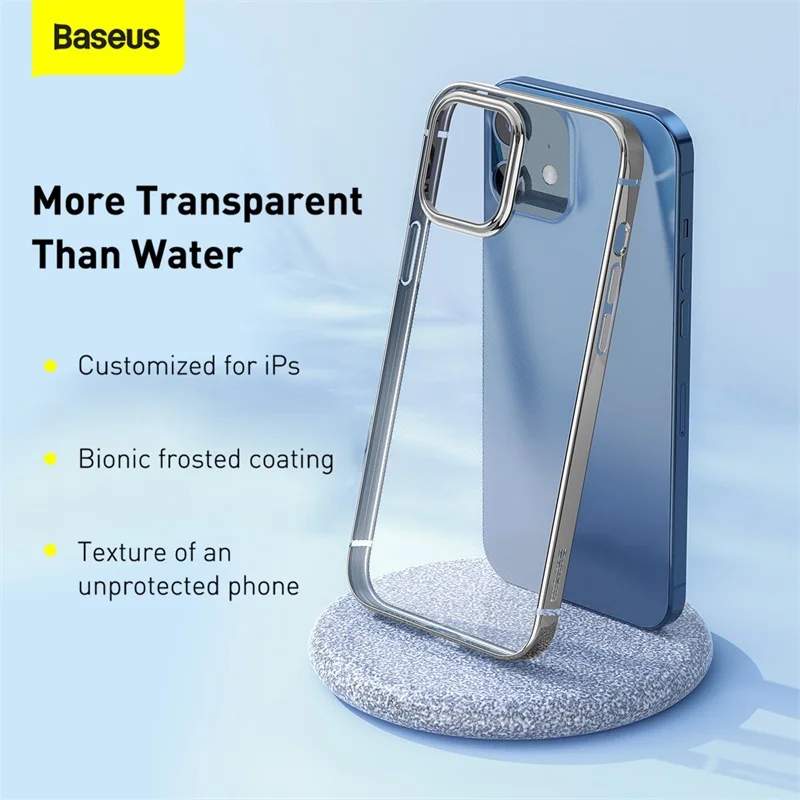 Baseus Plating Phone Case For iPhone 12 Pro 12 Mini Transparent Back Case For iPhone 12 Pro Max Soft TPU Case Cover Coque Shell