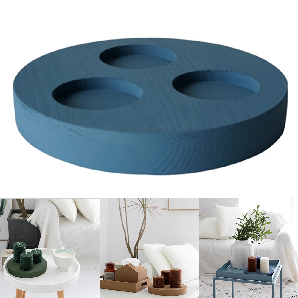 blue Деревянный подсвечник, подсвечник, круглый поднос, подсвечники, украшение стола, подсвечник, десертный поднос, для дома, вечерние, Декор, реквизит - Цвет: blue
