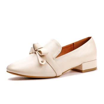 

New Women Loafers Sheepskin Moccasin Genuine Leather Slip On Pointed Toe Beige Flats Shoes Handmade Black Leather shoes *730-2