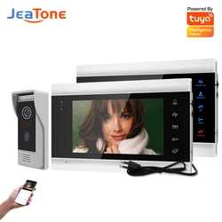 Jeatone – système d'interphone vidéo wi fi pour Villa, écran un à 2 moniteurs, sonnette Tuya, Kit mains libres 2 portes, AHD 720P 