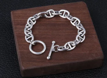 

Men's WOMEN Solid 925 Sterling Silver Link T-O clasp Bracelet bangle Chain Jewelry A4625