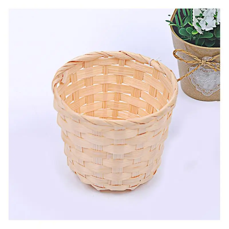

1pcs Woven Storage Basket Creative Bamboo Art Storage Bucket Desktop Cleaning Storage Basket And Wind Simple Storage Household