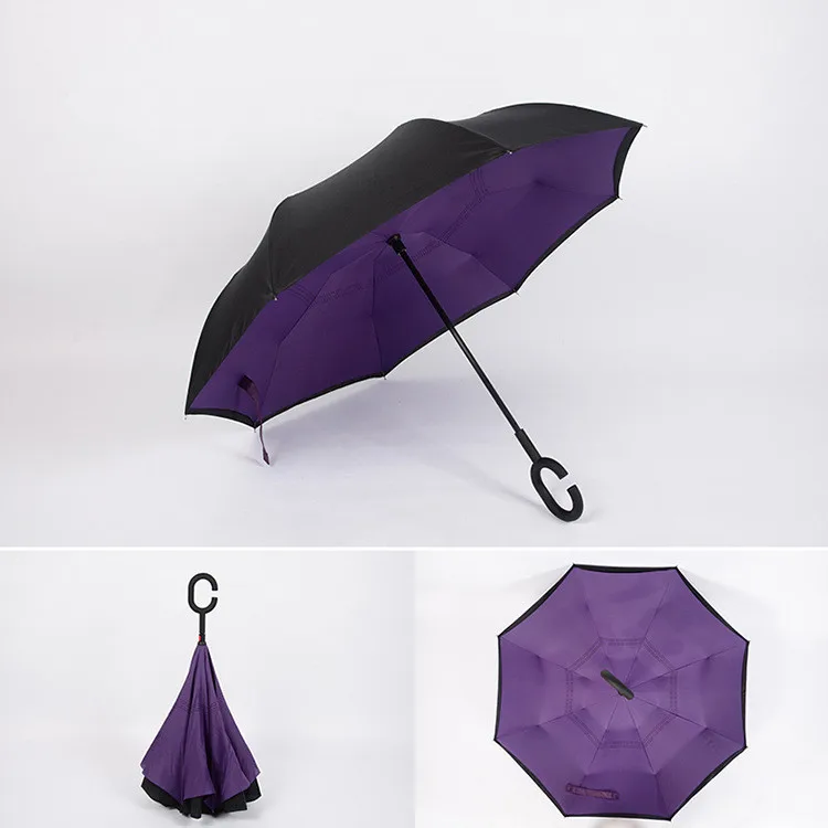 Ветрозащитный обратный складной двойной слой перевернутый зонтик самостоящий зонтик дождь/солнце для женщин/мужчин высокое качество подарок flowe прочный - Цвет: zise
