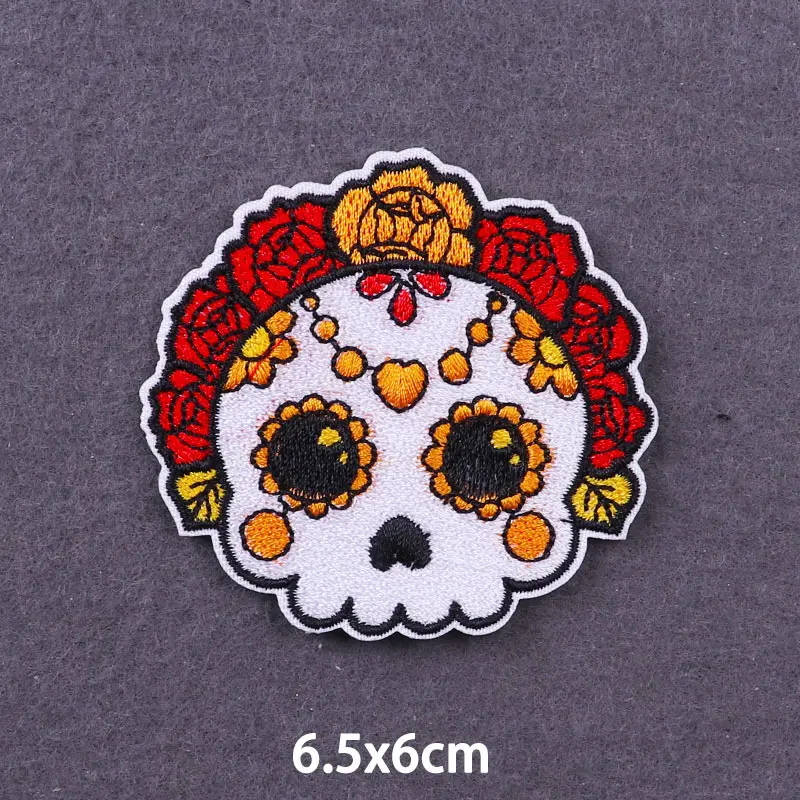Fabric & Sewing Supplies for women Punk Skull Patches On Clothes Hippie Biker Clothing Thermoadhesive Patches Dress Badges DIY Embroidered Patch For Clothing Buckles & Hooks Fabric & Sewing Supplies