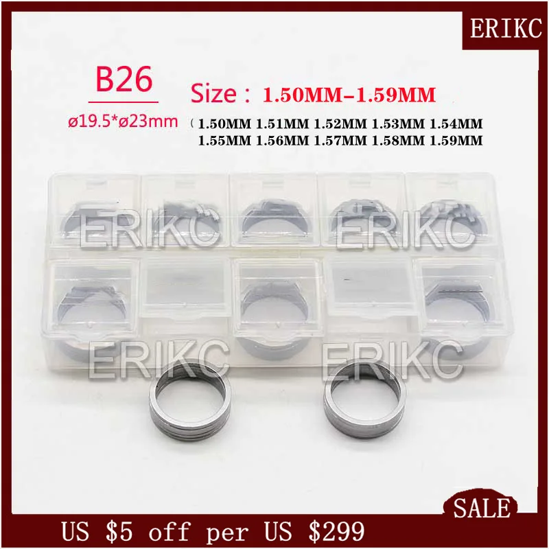 

ERIKC B26 1.50MM -1.59MM Nozzle Washer 1.51MM 1.52MM 1.53MM 1.54MM 1.55MM 1.56MM 1.57MM 1.58M30PCS For 110 Series Injector