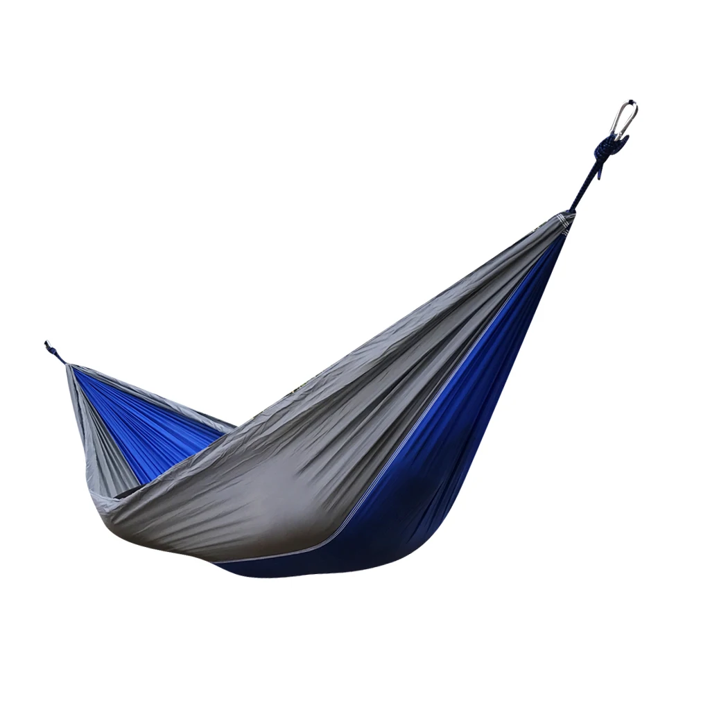 Double Person Portable Parachute Nylon Travel Camping Hammock with Climbing Rope & Carabiner 8.86 x 4.6 ft