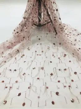 

fashionable tulle embroidery french net lace fabric CiCi-9.6608 with beads for party dress