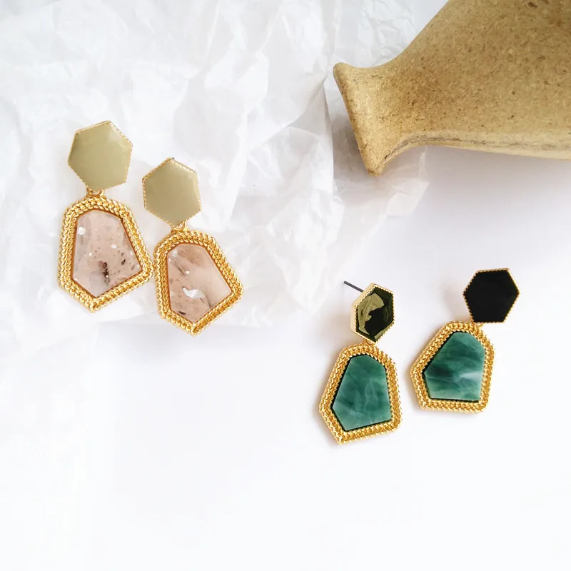 Милые романтические корейские серьги металлический темперамент Необычные геометричные, многоугольные серьги-гвоздики классические этнические длинные серьги для женщин