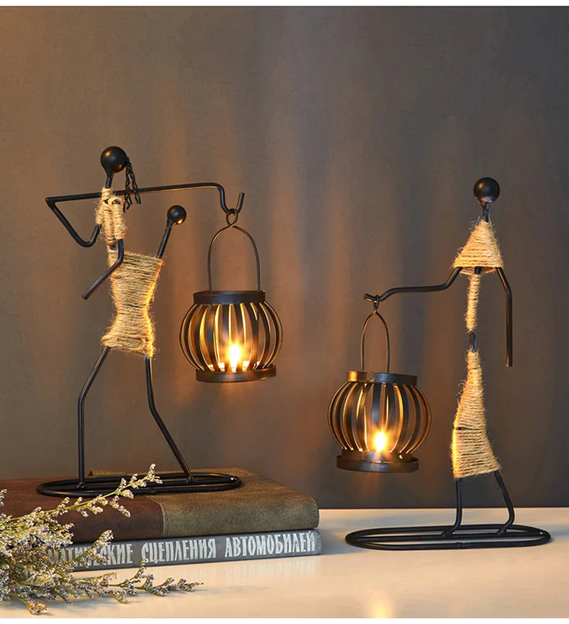 Weeding Metal Ornaments Crafts  Home Decoration Candle Holder Candlestick Decor Handmade Miniature Figurines Art Gifts